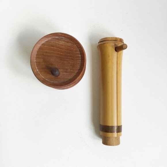 Japanese Wooden & Bamboo Loose Leaf Tea Caddies Canisters Stash Jars Set of 2 - Picture 7 of 9